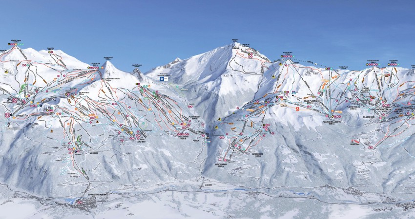 Pistekaart Les Arcs en La Plagne - Paradiski